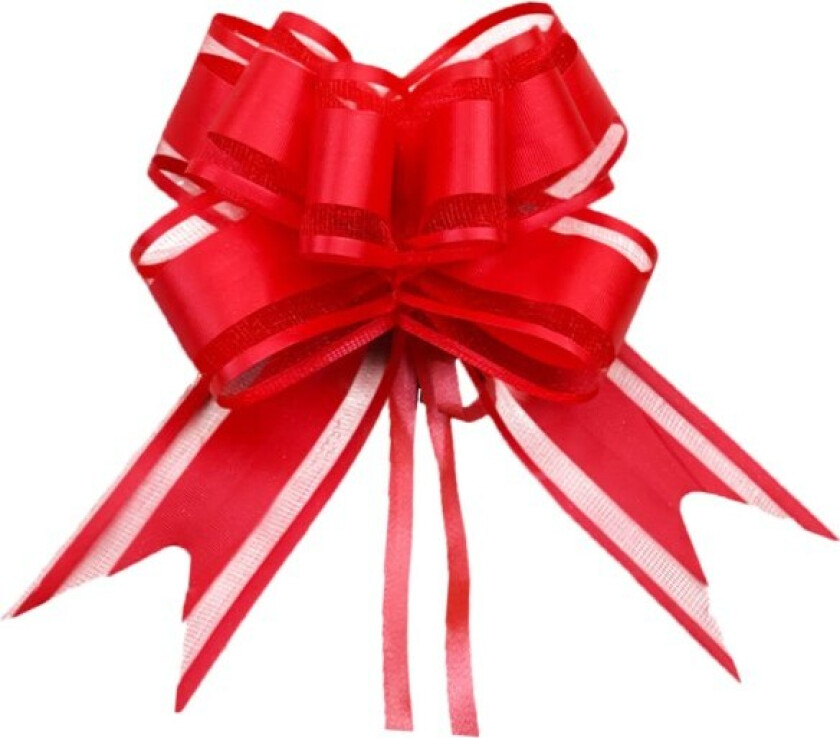 Store organza julegavebånd for gaveinnpakning, røde trukket båndbånd gavebånd for gave bryllupsbil gavekurver(40 stk) Red