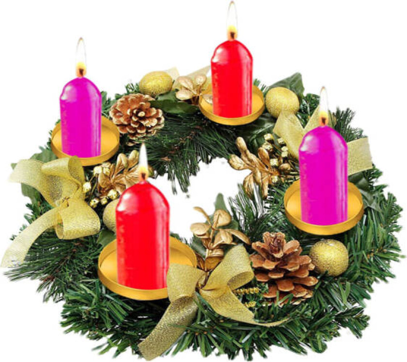 Julekrans Lysestakeholder, Adventskrans Juleborddekorasjon, Julekrans Lysestake, Juleborddekorasjoner Gold