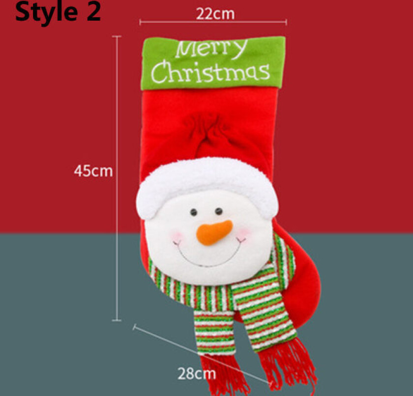 Stor julstrømpe Santa Claus strømper Godis gavepose style 2