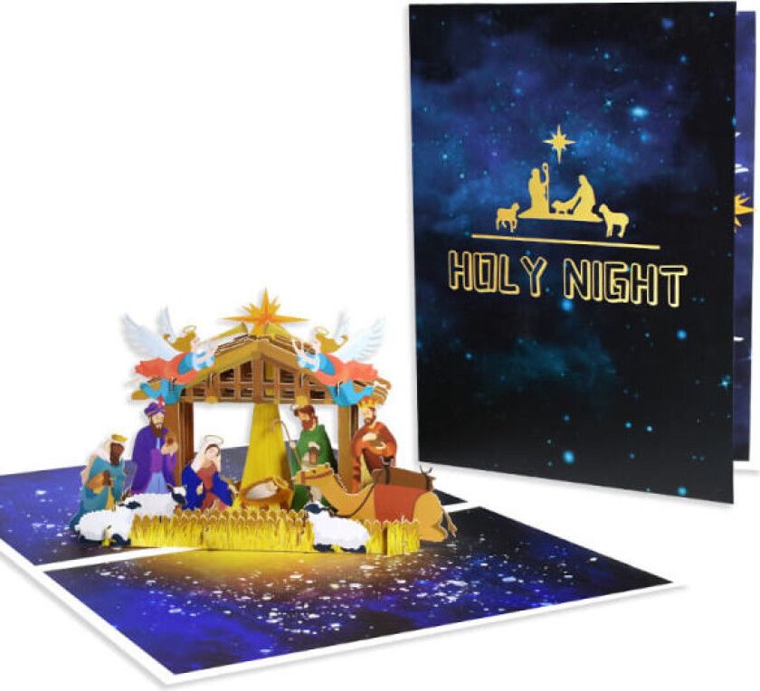 Mub- 2023 Nytt jule-popup gratulasjonskort 3D-gratulasjonskort Julnatt 15*20cm