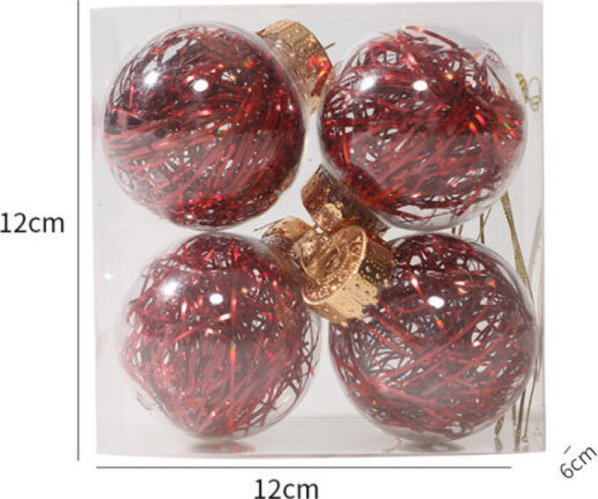 4 stk plast julekule hengende juletreballfest H