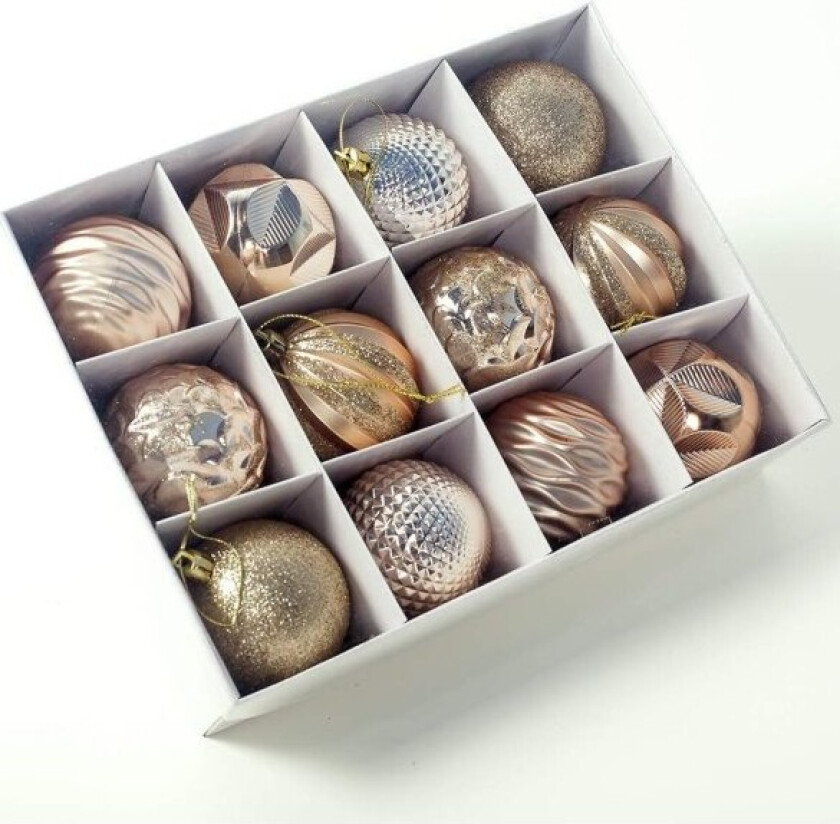 12 stk Julekuler Ornamenter Juletrepynt Gull