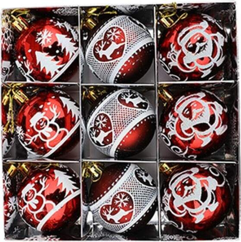 Julekuler til juletre, julepynt, hengende til hjemmedekorasjon, nyttårsaften, små hengende ornamenter (burgunder)