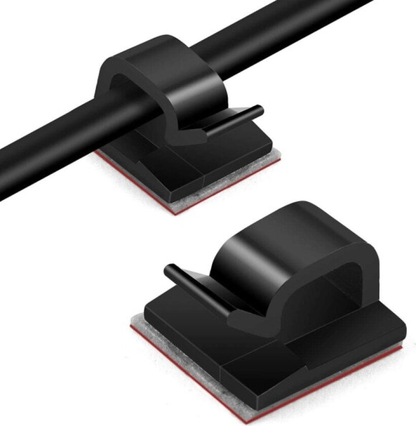 100 stk. Mini utendørs kabelklips med selvklebende tape, lysklips, dekorasjonsklips, selvklebende krok, ledningsholder for jule- og fe-lys