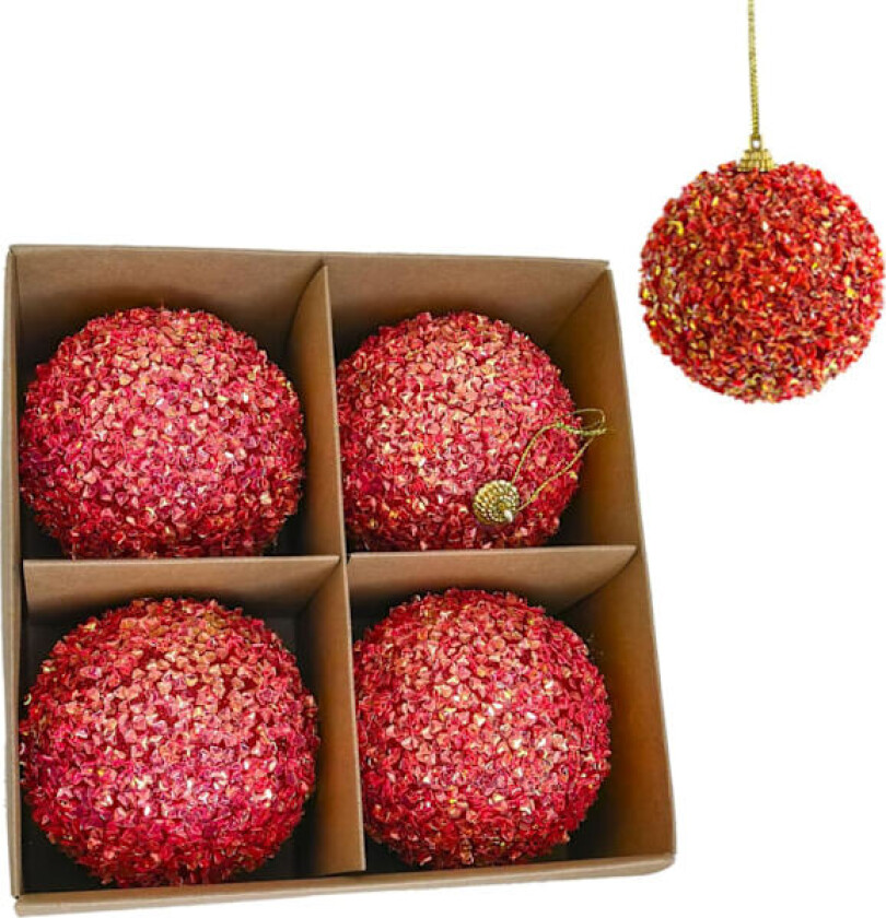 4-pakks julekuler, 3.15 TOMMER knusefrie glitterhengende ornamenter (4 stk #-5) 4 pcs #-5