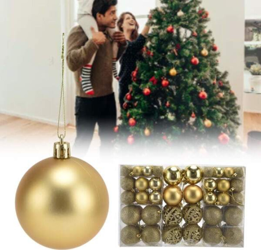 100 stk Julekule, Uknuselige Hengende Kuler for Juletre Festdekorasjon, Gull