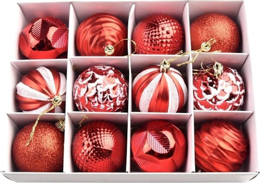 Uknuselig rød julekulepynt, glitrende knusefrie kuler til juletreet, julepynt RED