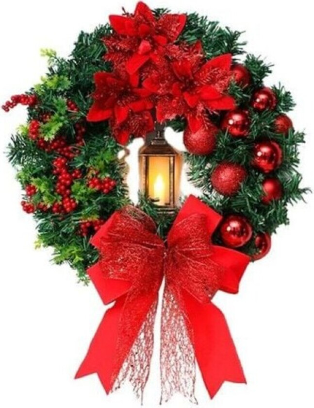40CM julekrans for dekorasjon, rom, rød