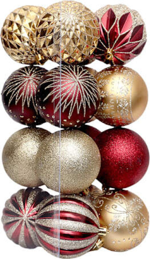 Julepynt, 16-delt sett, uregelmessig malte julekuler, juletrepynt-tilbehør Gelb