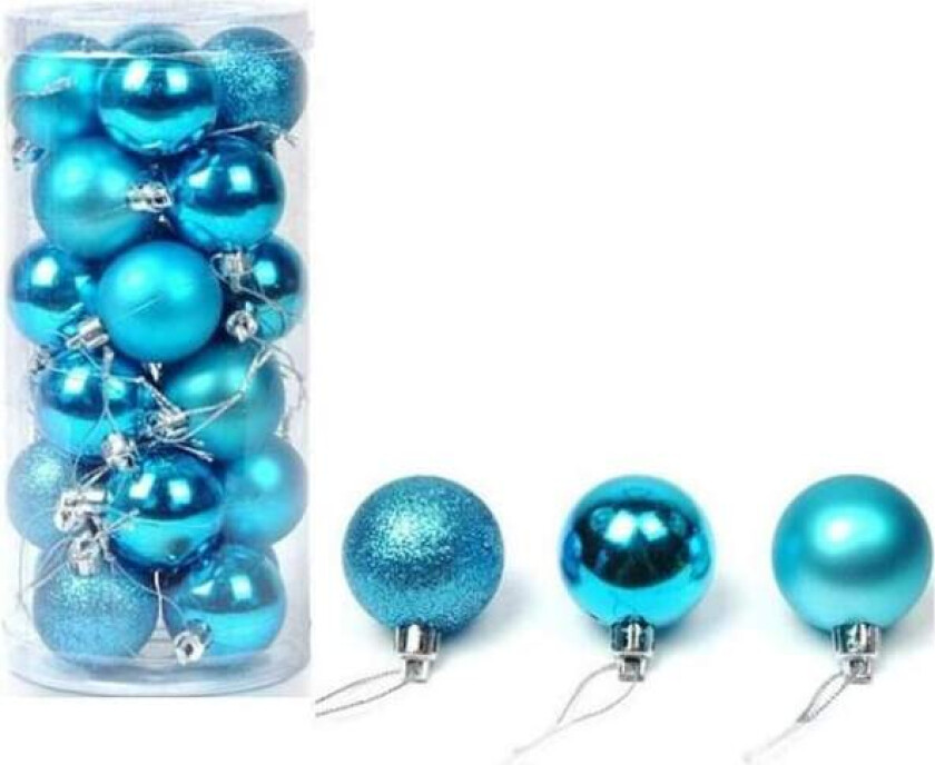 Julekuleanhengdekorasjon, knusesikre hengende kuler, 40 mm, 24-pakning