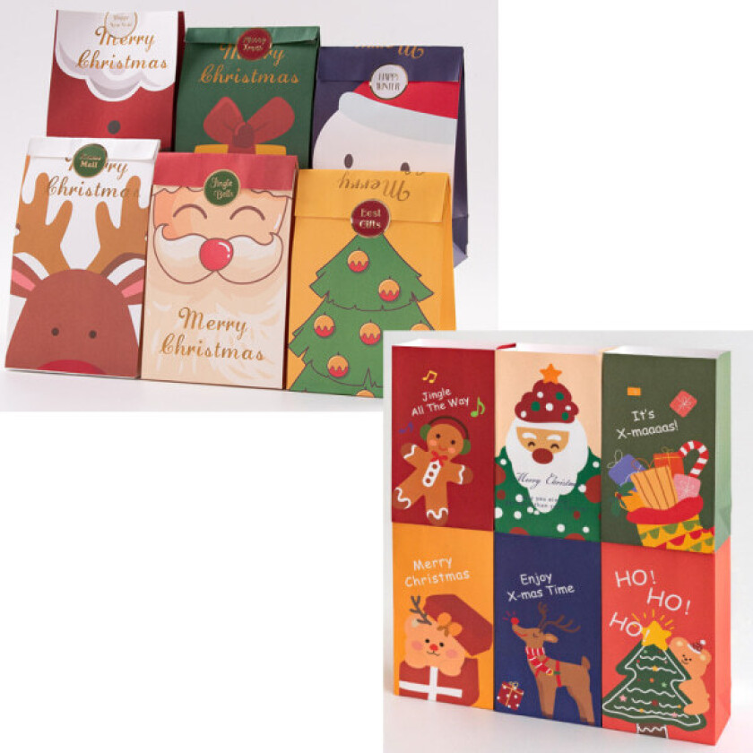 12 stykker julegavepose Bærbar eplegaveboks Godteri gavepose