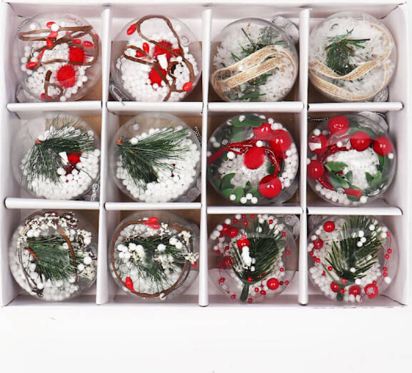 Sømløse transparente julekuler, hule runde juledekorasjoner, 6 cm og 8 cm, i en boks Stil 1