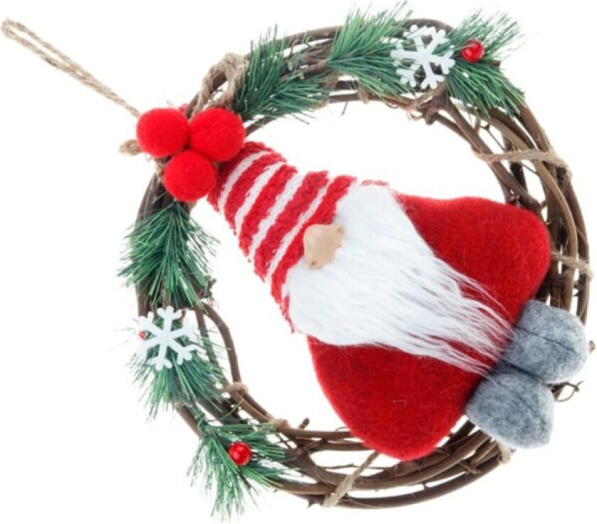 1 stk julekrans i rotting til dørhengende dekorasjon utendørs hengende Ou