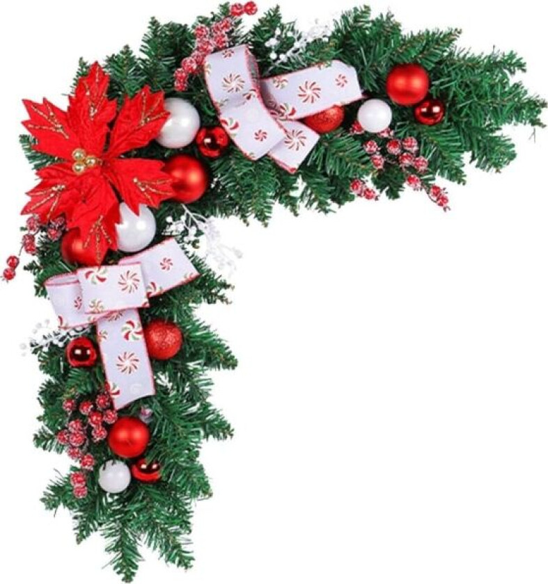 Julepynt til dørhjørne i rotting - Julekrans f