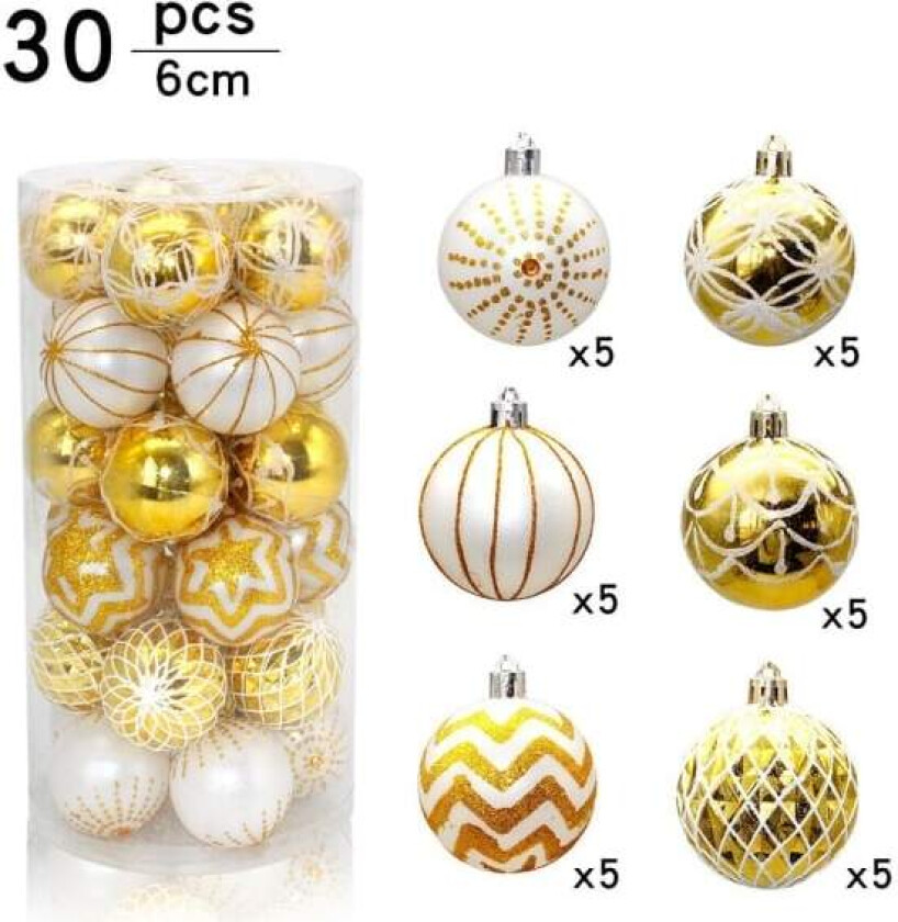 30 Julekuler, 6 cm, Julepynt