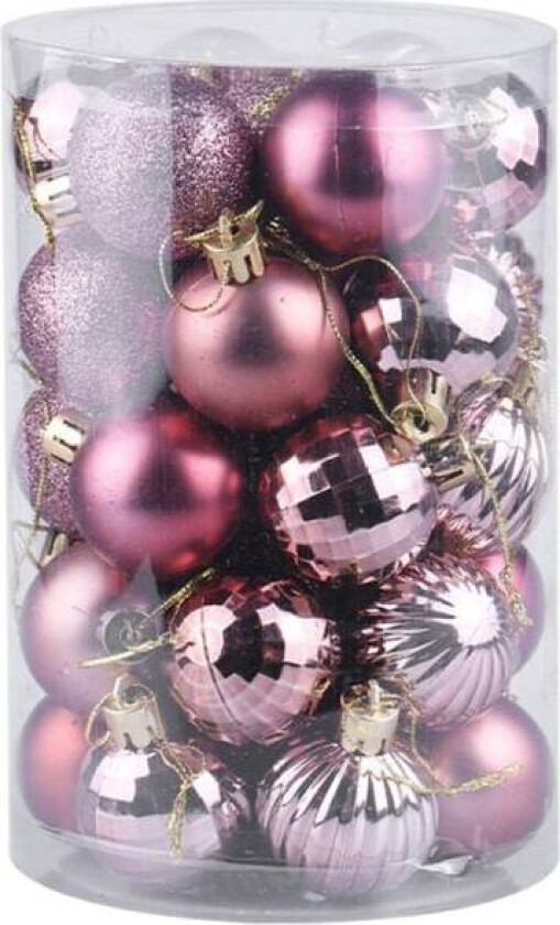 34 stk julekulepynt Julekulepyntsett 4 cm julekuler Rose Gold