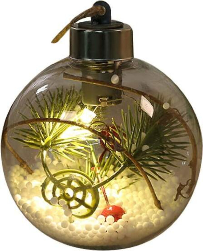 6 stk 8cm Julekule med LED Lys, Klar Julekule, Juletrepynt