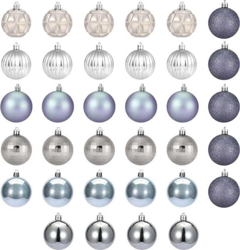 34 stk Julekulepynt 4CM for Juletre Juledekorasjoner Knusefrie Kroker Inkludert