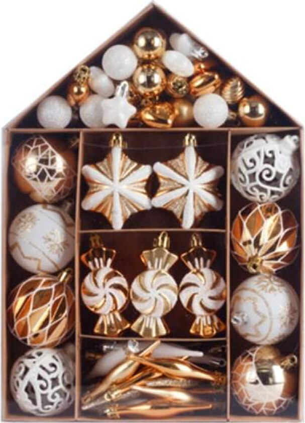 73 stk julekulepyntsett for juletrepynt og gaver blå