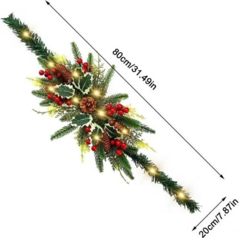 80 cm Kunstig Julekrans Postkasse Krans Simulering Furu Nåler