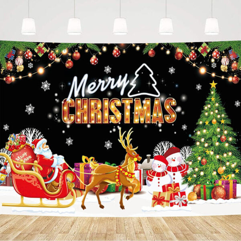 Julebakgrunn Banner 43x70.8 tommer, God Jul Banner Fotobakgrunn, Julenissen Vinter Julefest Dekorasjoner