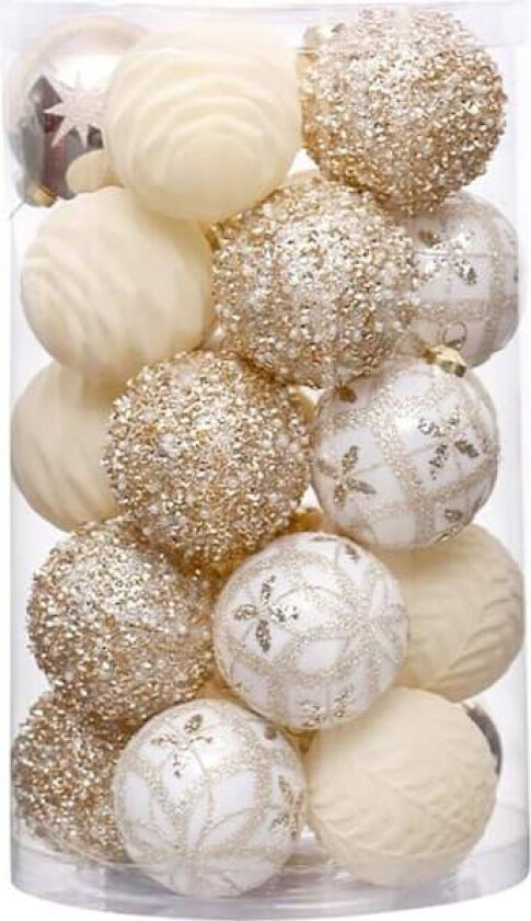 25 stk Julekuler, Gjenbrukbare Plastpynt til Tre & Festdekorasjoner Deep champagne white