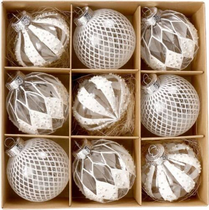 9 stk julekulepynt 80mm/3,15\" usynlig fargerik"