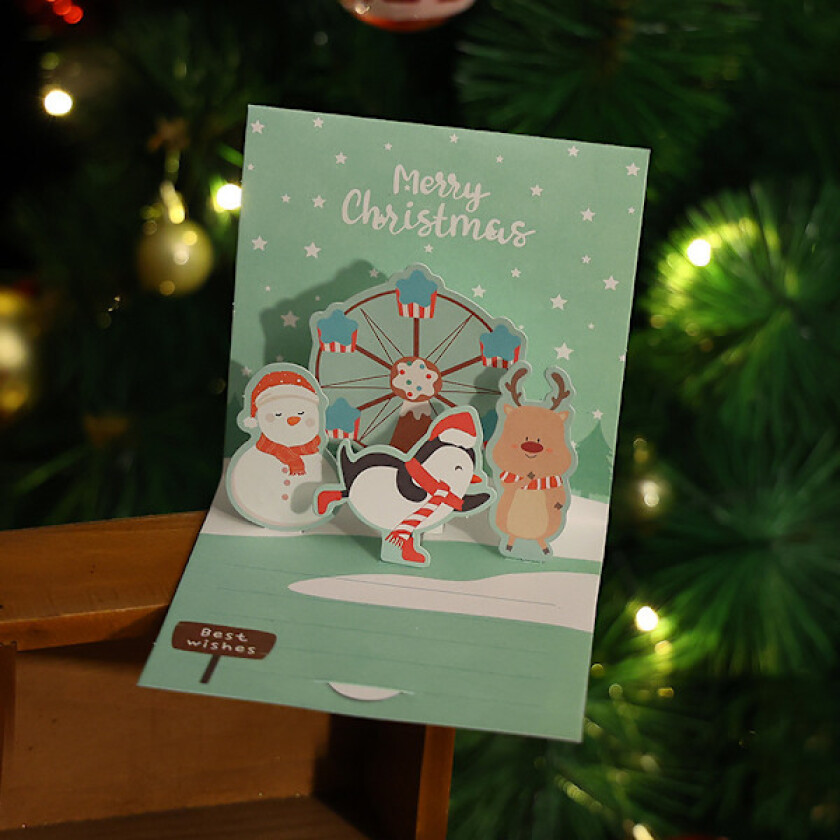 Julekort kreativ 3D stereo gratulasjonskort takknemlighet lærer håndlaget DIY velsignelse julaften gavekort G