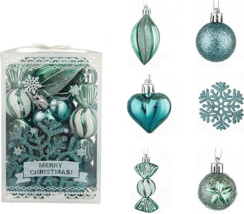 Julepynt 2023 Julekule Sett 6cm Malt Spesialformet Kule Støvpulver Snøflakboks Juletilbehør