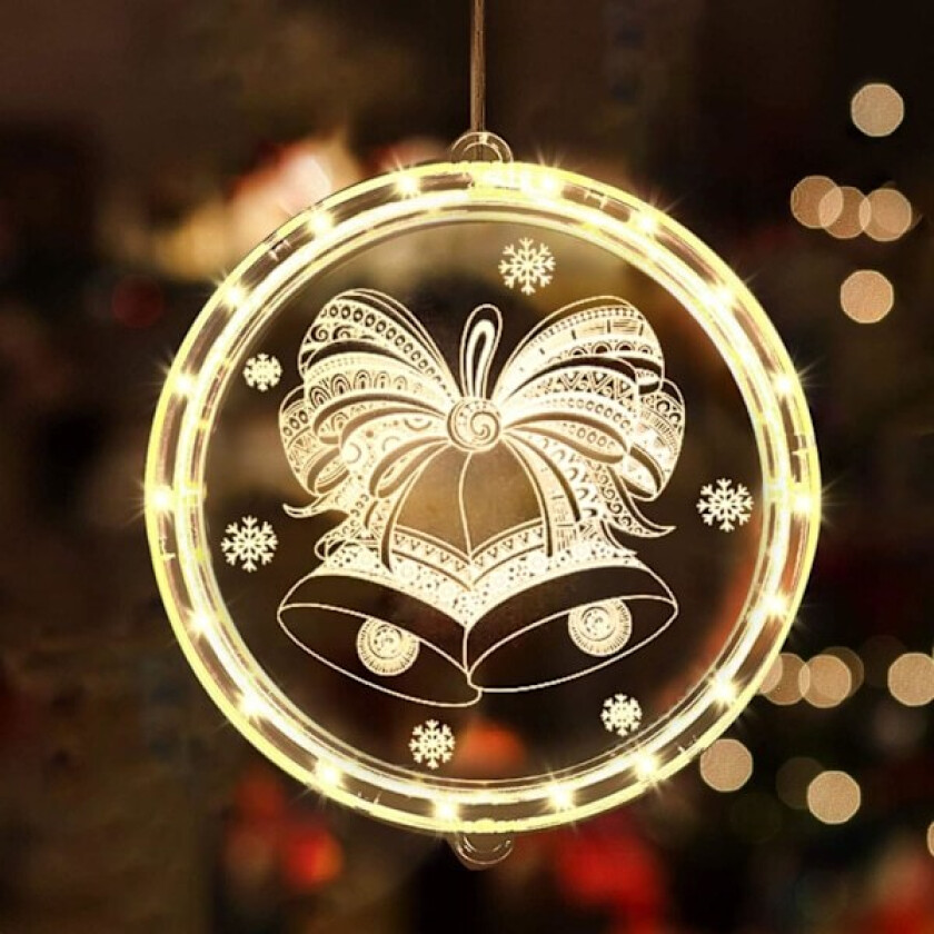 Fönsterdekorasjonslys, LED-sugkoppsfönsterlys, juletrelys, julegardinlampe, LED-streng juletrepynt