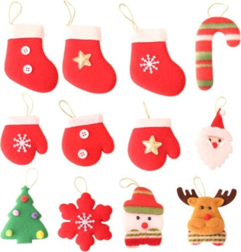 12-delt julekuleanheng, julepyntsett, mini julepynt