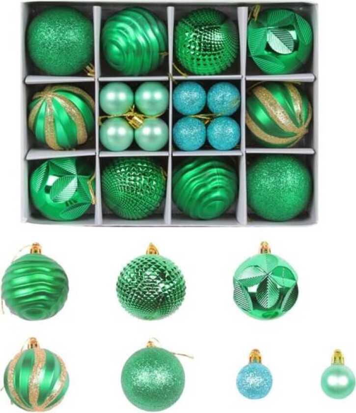 Julekuler, 26 stk julepynt, julekule julepynt Ø3cm, Ø7cm, julekule sett