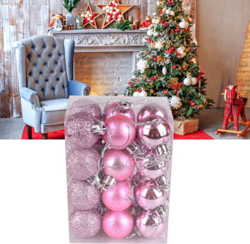 72 stk Julekuler Hengedekorative Juletrær Kuler for Jul Bryllup Forlovelser Jubileer Fester Rosa
