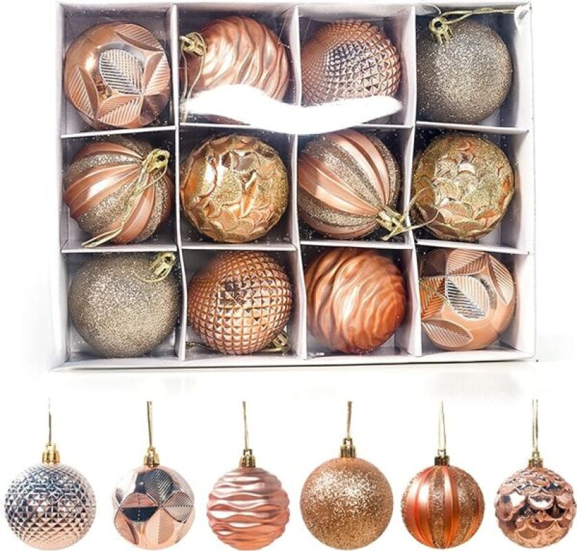 Pakke med 12 stk juletreanheng julepynt gaver dekorasjonskuler 6cm12 eske PVC julekuler (farge