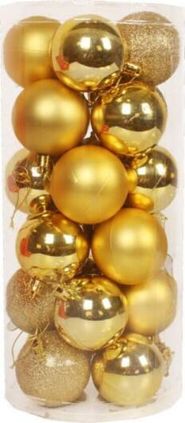 CDQ 24 stk 1,57\" små julekuledekorasjoner splintsikre (gull)"