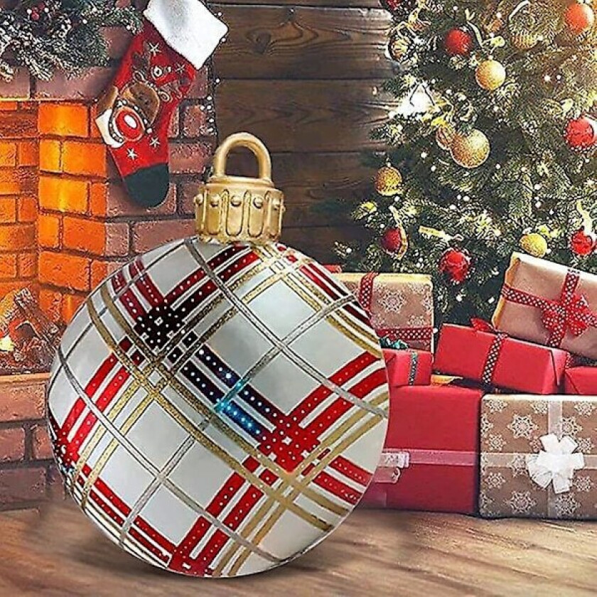 Julekuler Dekorasjoner For Hjem Utendørs Oppblåsbare Leke Red gold grid
