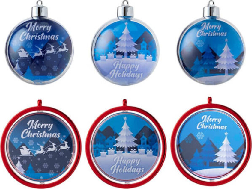 6 stk julekule ornamenter, julehengende assorterte fotoornamenter for DIY juleferier