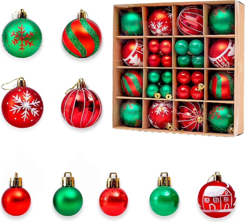 44 stk julekuler, julesikker tredekorasjon