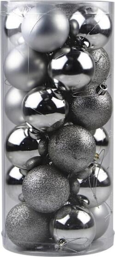 Blå Plast Julekuler Ornamenter Dekorative, 24 stk Julekuler Pynt Fest Tredekorasjoner Hengende Ornament Dekor