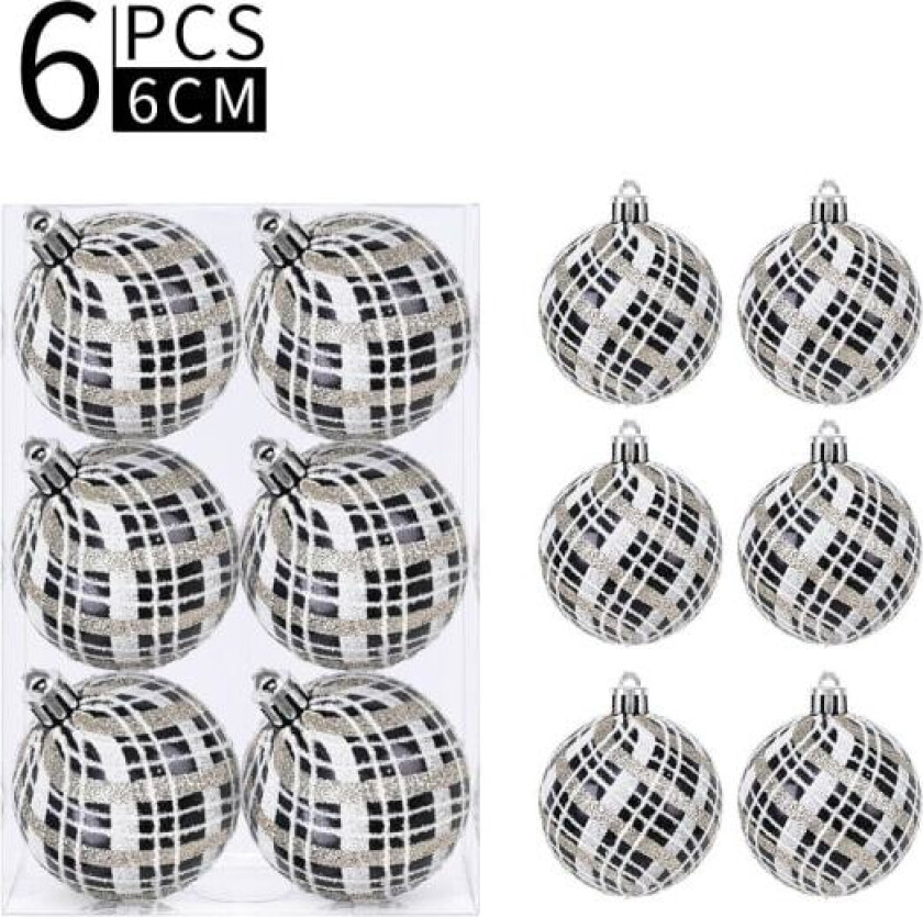 6 Julekuler, svarte 6 cm Julepynt