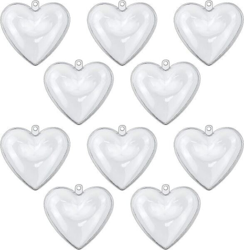 65 mm DIY Fyllbare Julekuler (Hjerteform) 10 stk