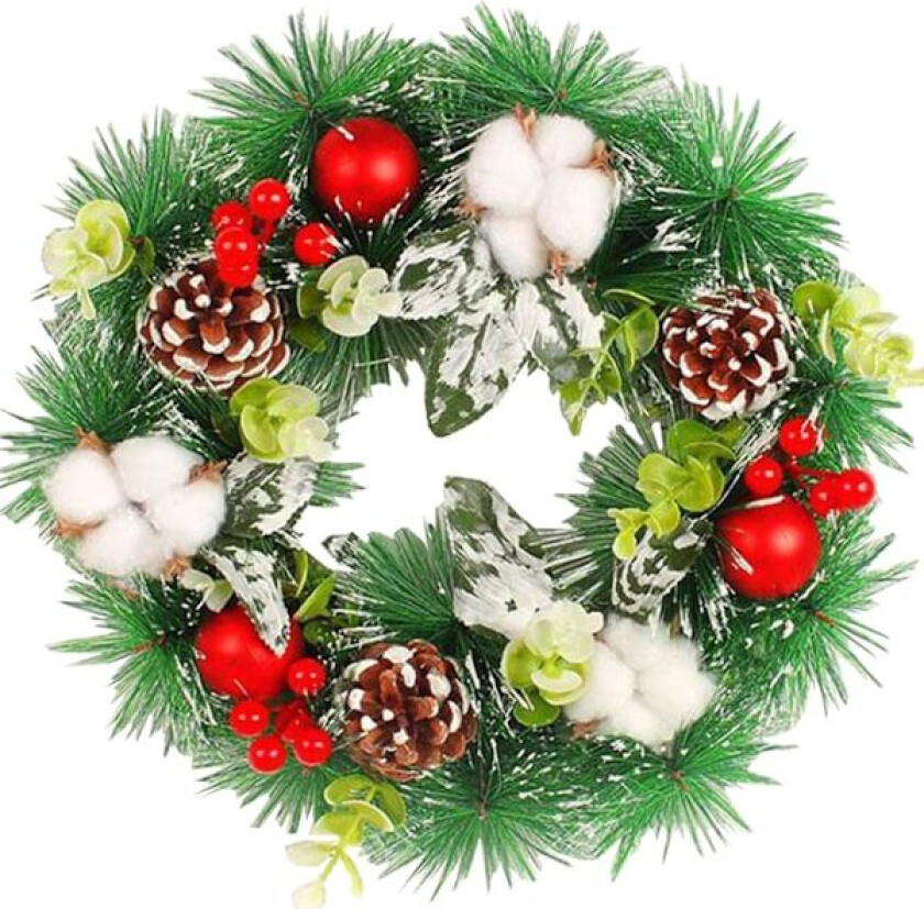 30 cm Forhåndslyst Julekrans - LX11 Juledekorasjon for Innendørs/Utendørs Bruk C