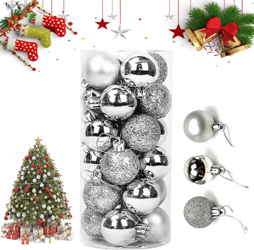 Julekuler, 24 stykker Julekuledekorasjon
