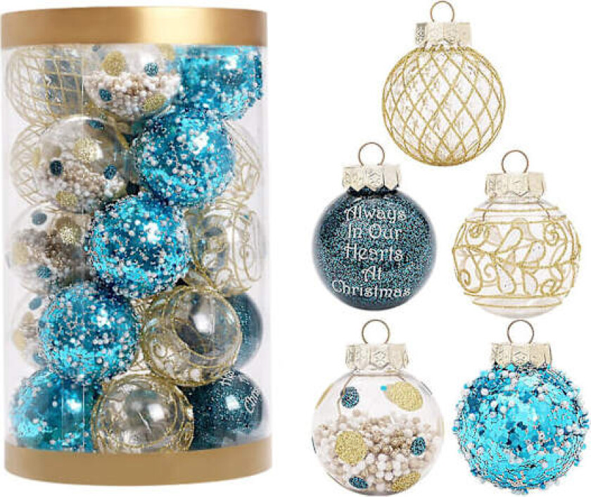 Julekuler Ornamenter til Juletreet, 2.36 tommer Juletrær Ornamenter Dekorasjoner med Hengende Tau Flerfarget Dekorasjon for Høytiden blue