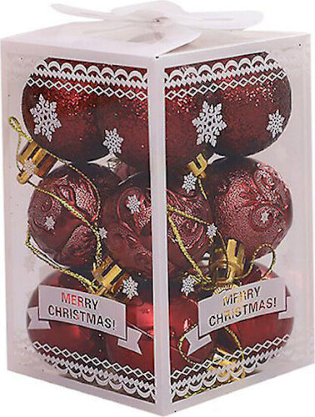 Julekule 12 stk 9 farger Valgfritt Julepynt Juletre Hengende Pynt Rekvisitter, Vinrød Wine Red