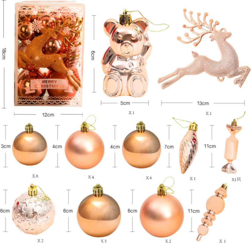 30 stk Julekuler Dekorasjon, Juletre Kule Sett (R