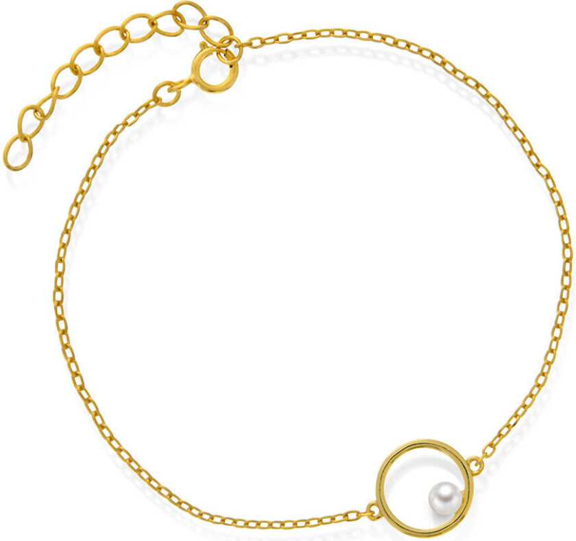 Armbånd i 925 forgylt sølv med ferskvannsperle
