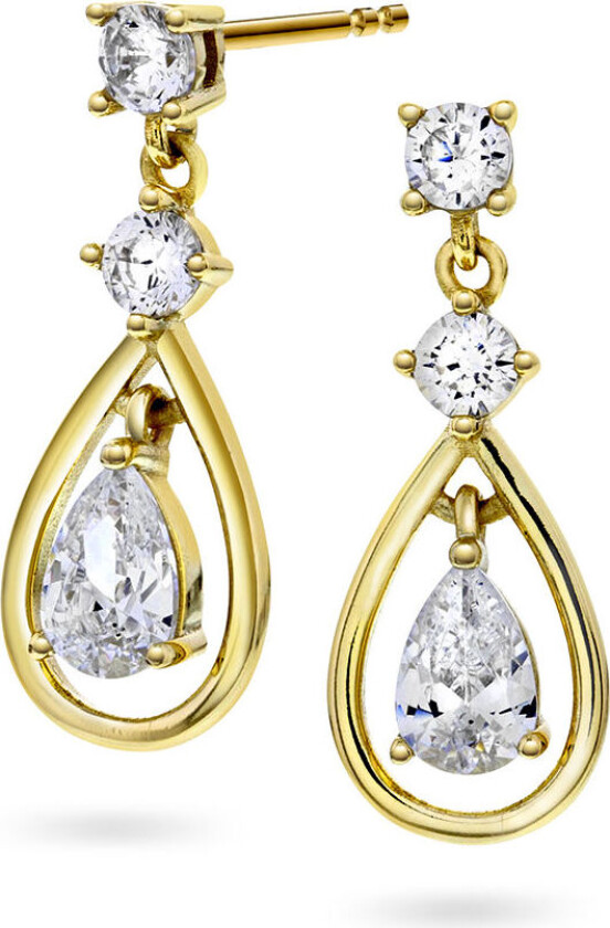 , Øredobber i 925 forgylt sølv med zirkonia