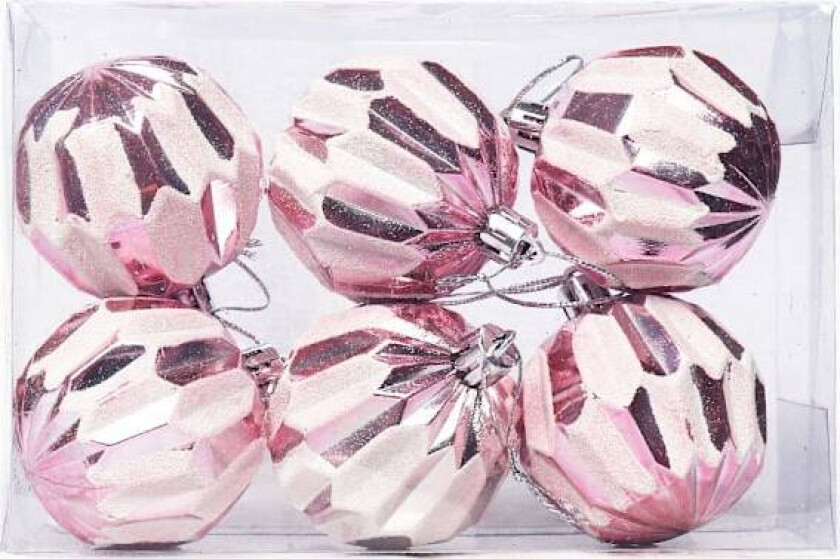 Set med 6 cm, håndmalte julekuler, juletrepynt, festdekorasjon til jul Rosa