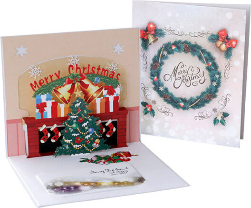 God jul popup-kort, 3D popup-gratulasjonskort for jul